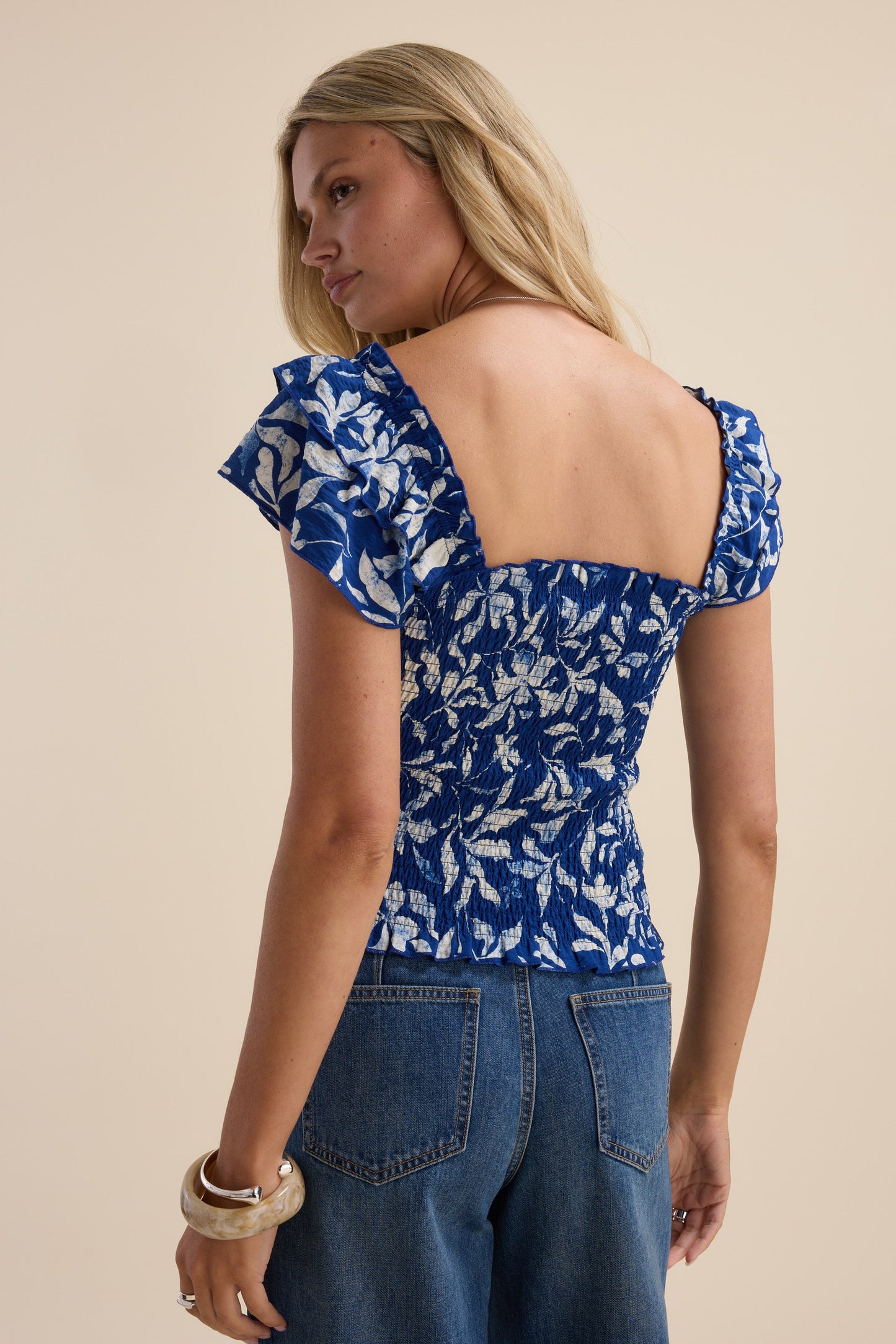 Luna Shirred Frill Sleeve Top