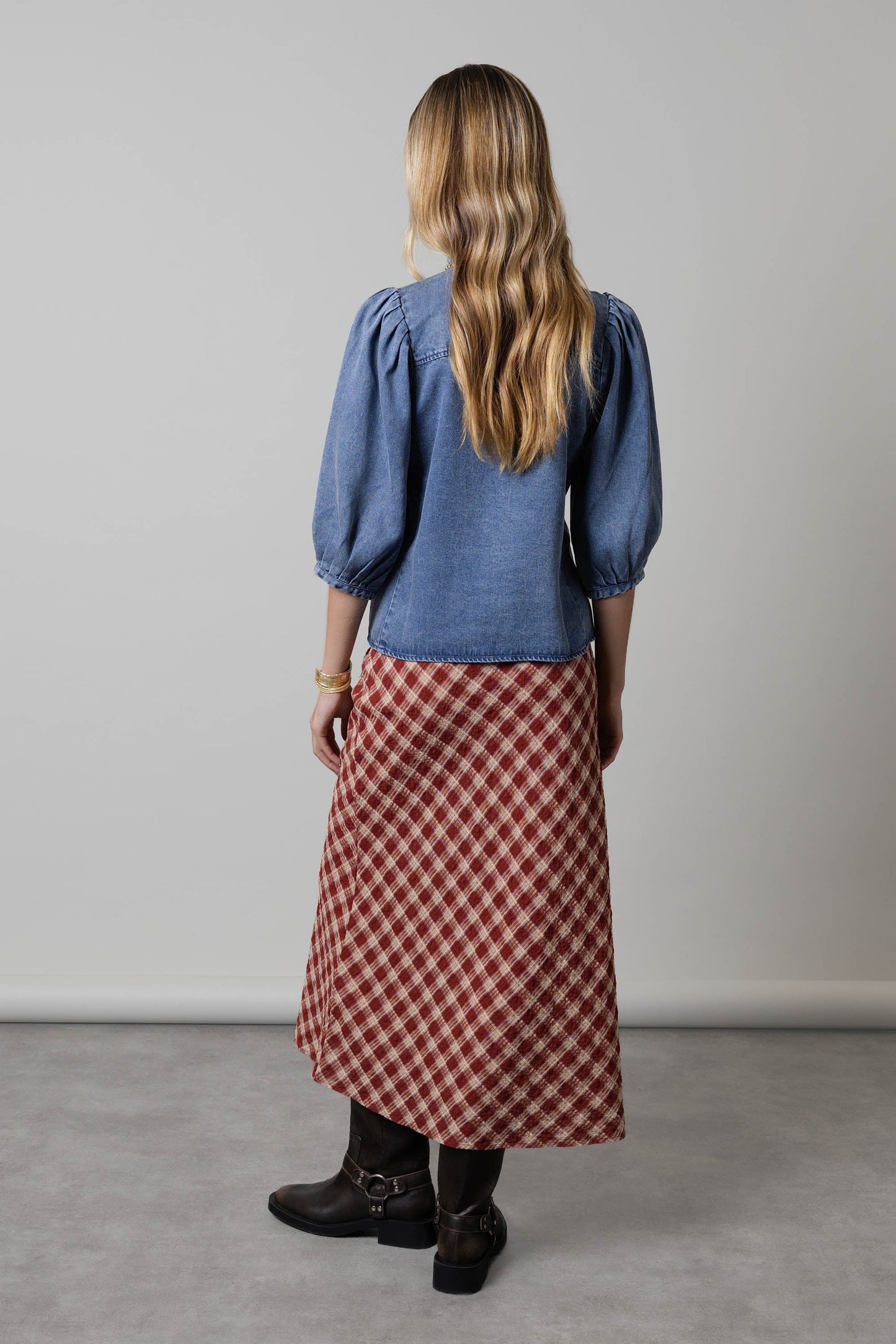 Ruby Denim Gather Sleeve Shirt
