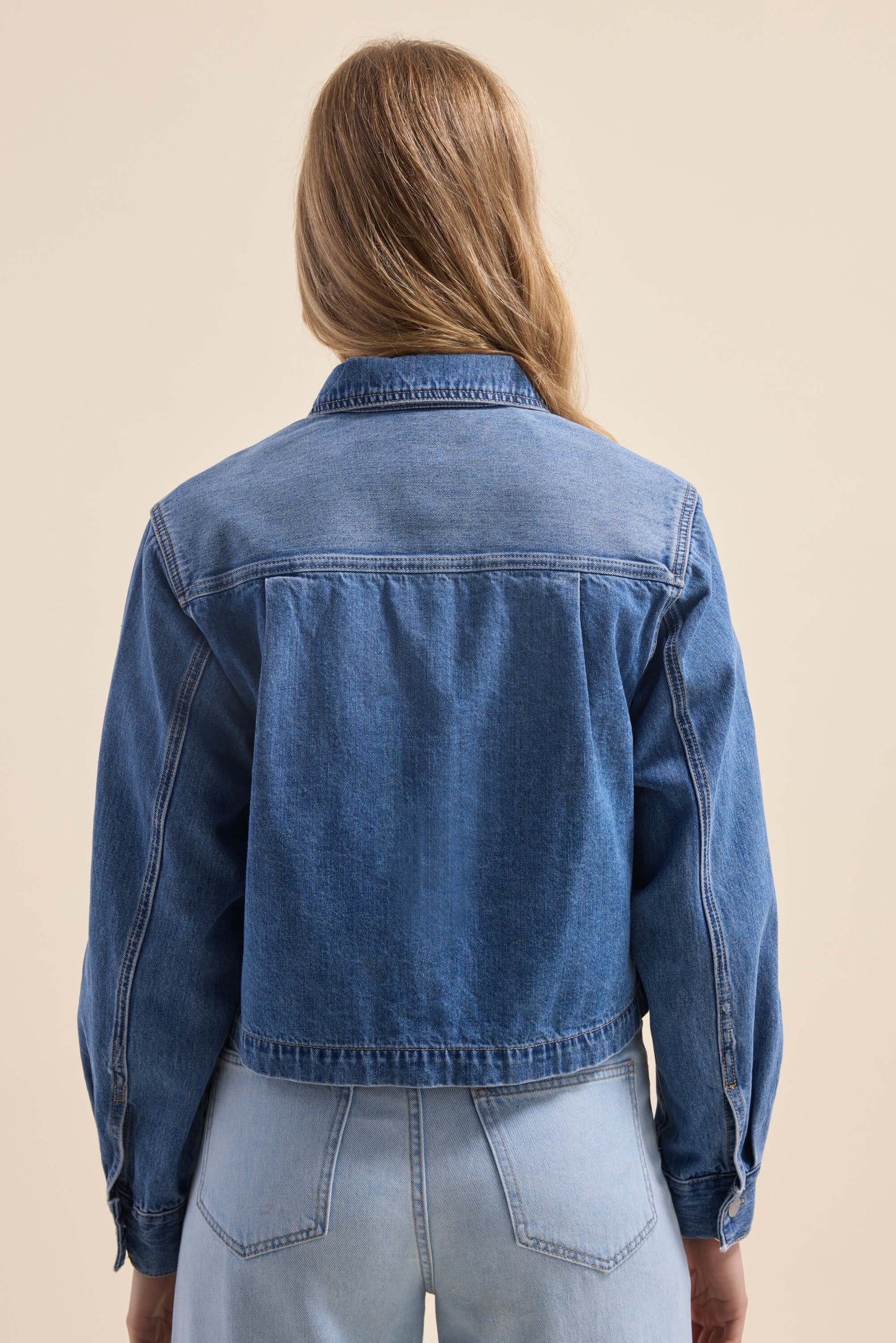 Elementary Long Sleeve Cropped Denim Shirt