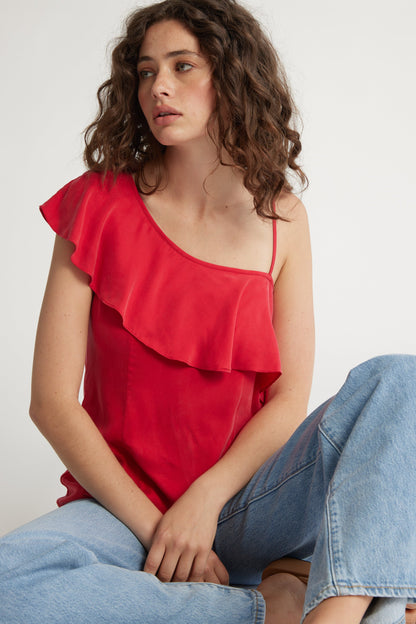 Molly Asymmetric Ruffle Top