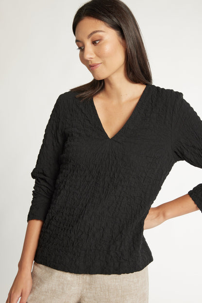 The Textured V Neck Top