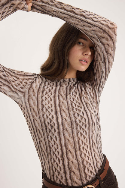 Elise Long Sleeve Mesh Top