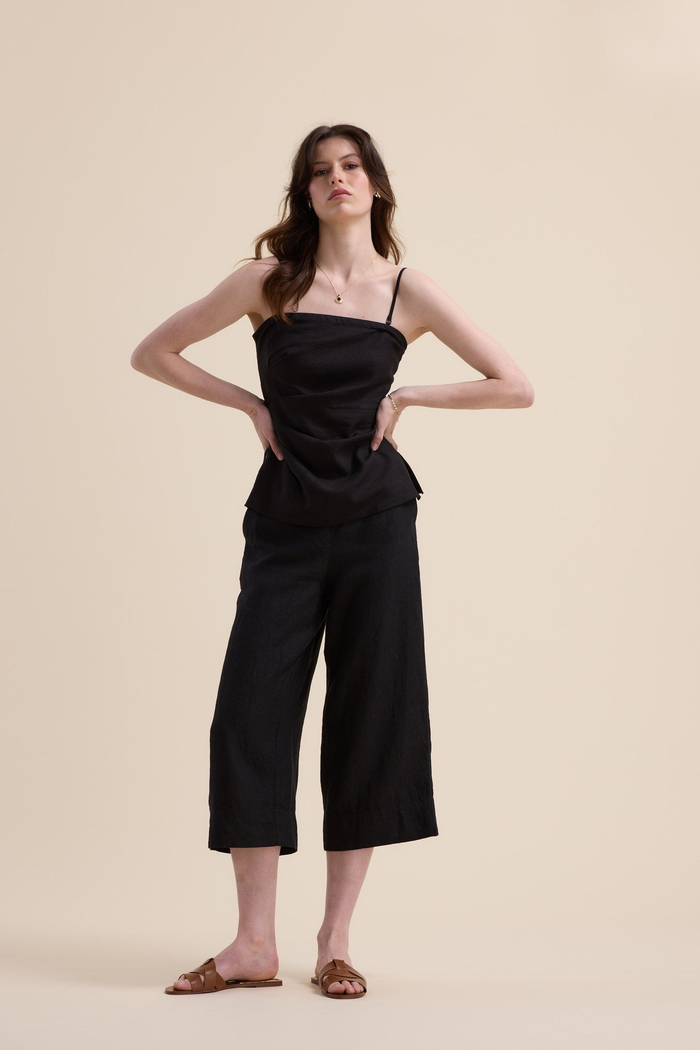 High Tide Linen Crop Pants
