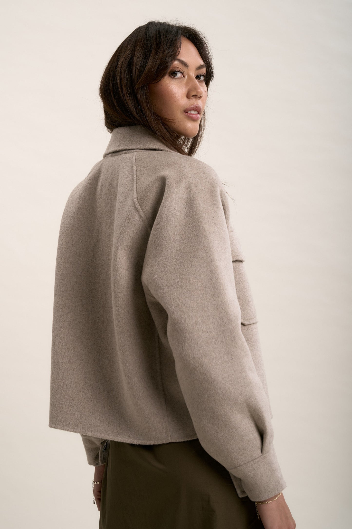 The Zip Front Wool Blend Cropped Coat