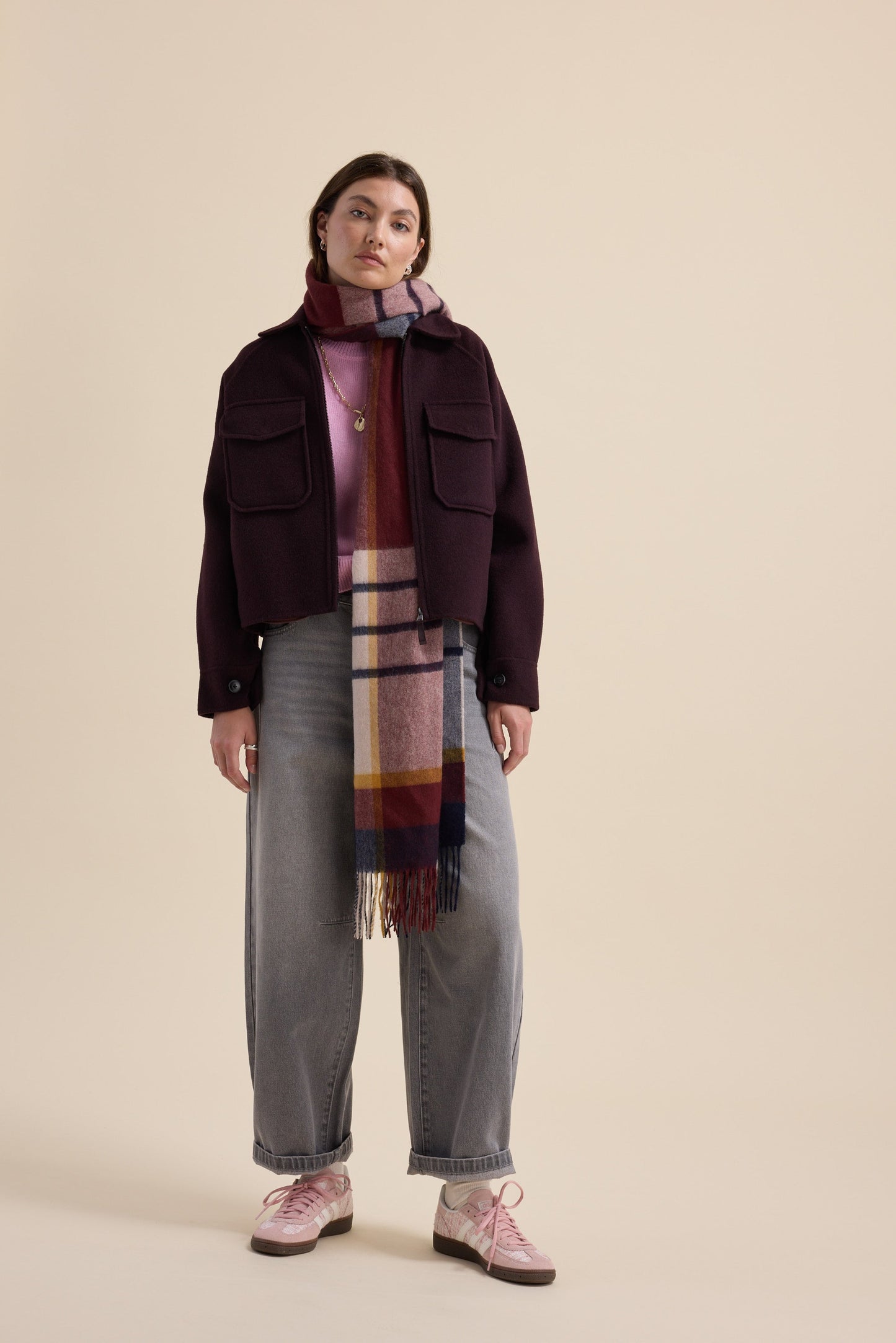 The Zip Front Wool Blend Cropped Coat