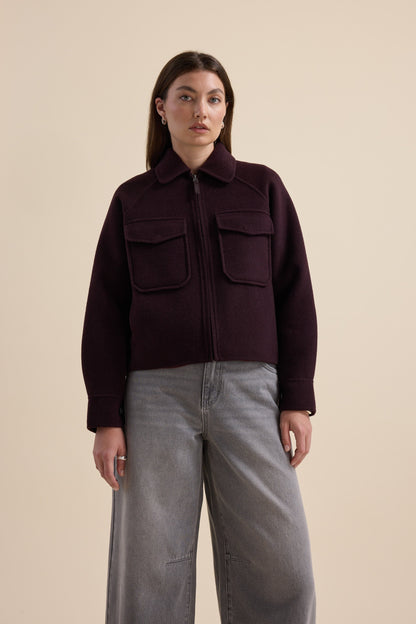 The Zip Front Wool Blend Cropped Coat