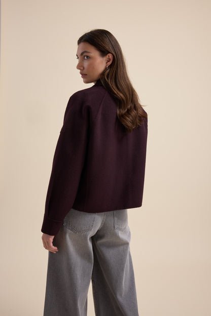 The Zip Front Wool Blend Cropped Coat