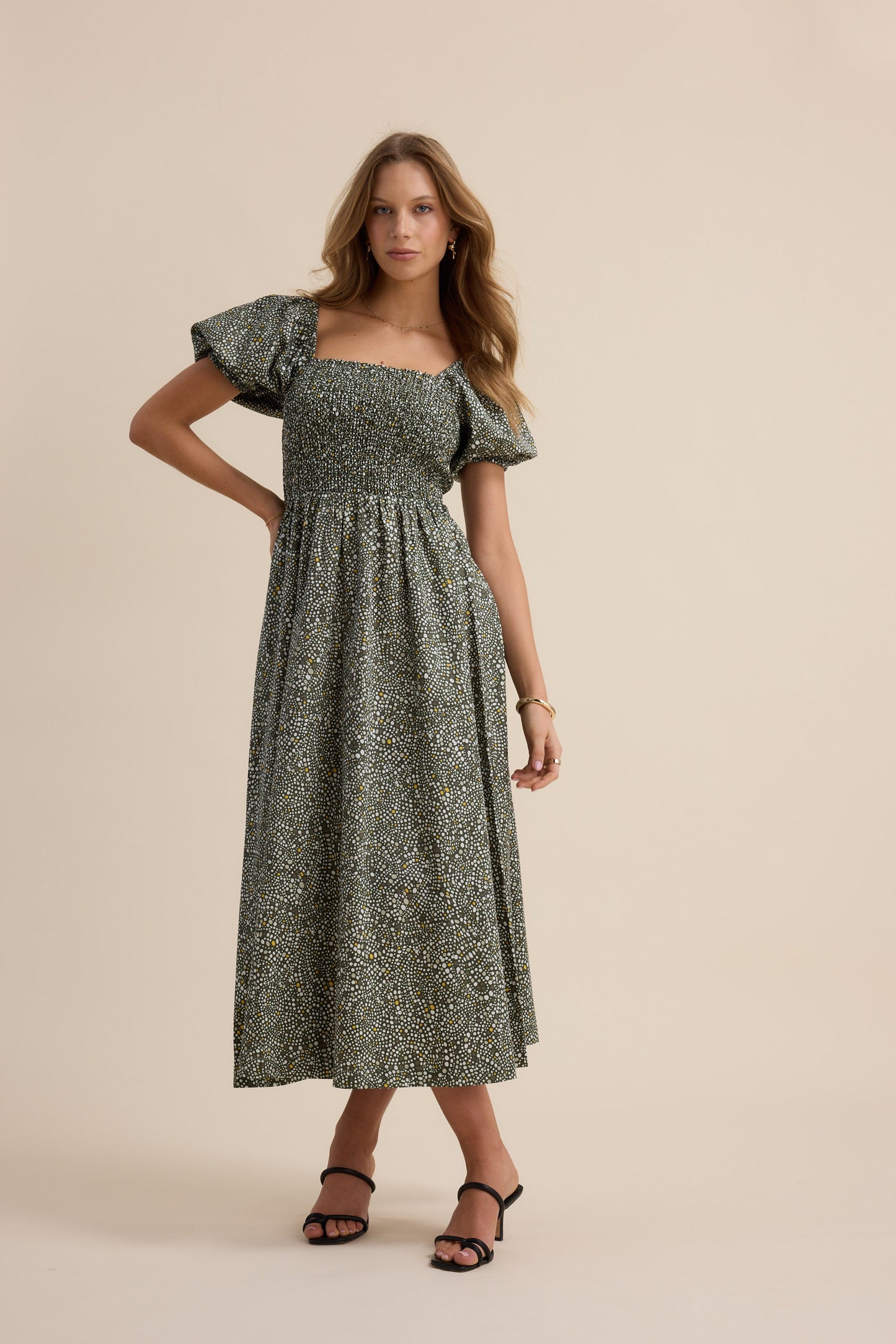 Gabrielle Shirred Bodice Dress