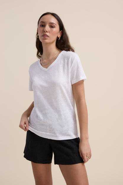 Elementary Linen V Neck Tee
