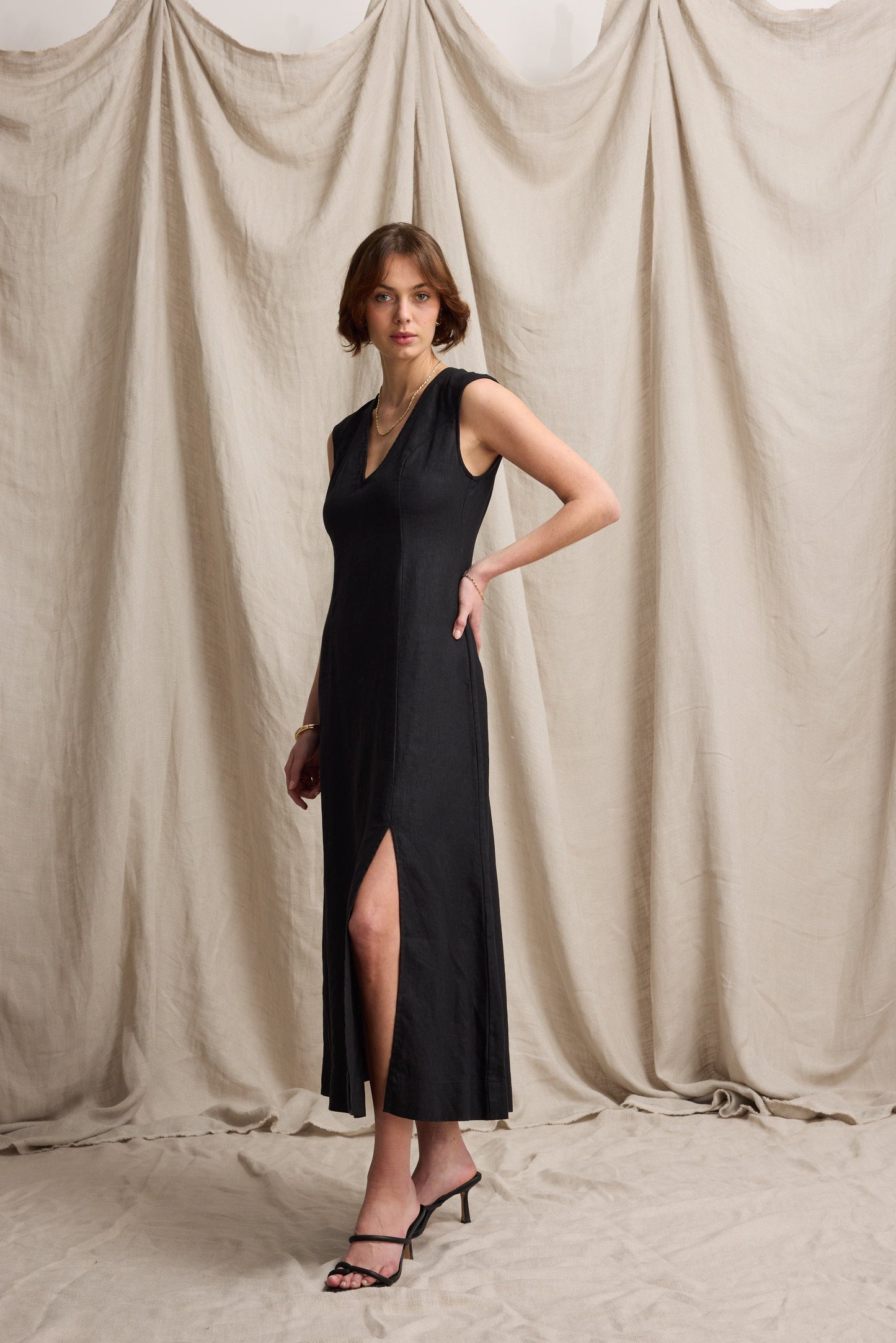 Alice V Neck Linen Dress