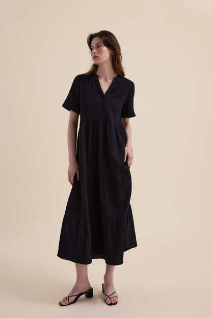 Elementary Textured Tiered Dress