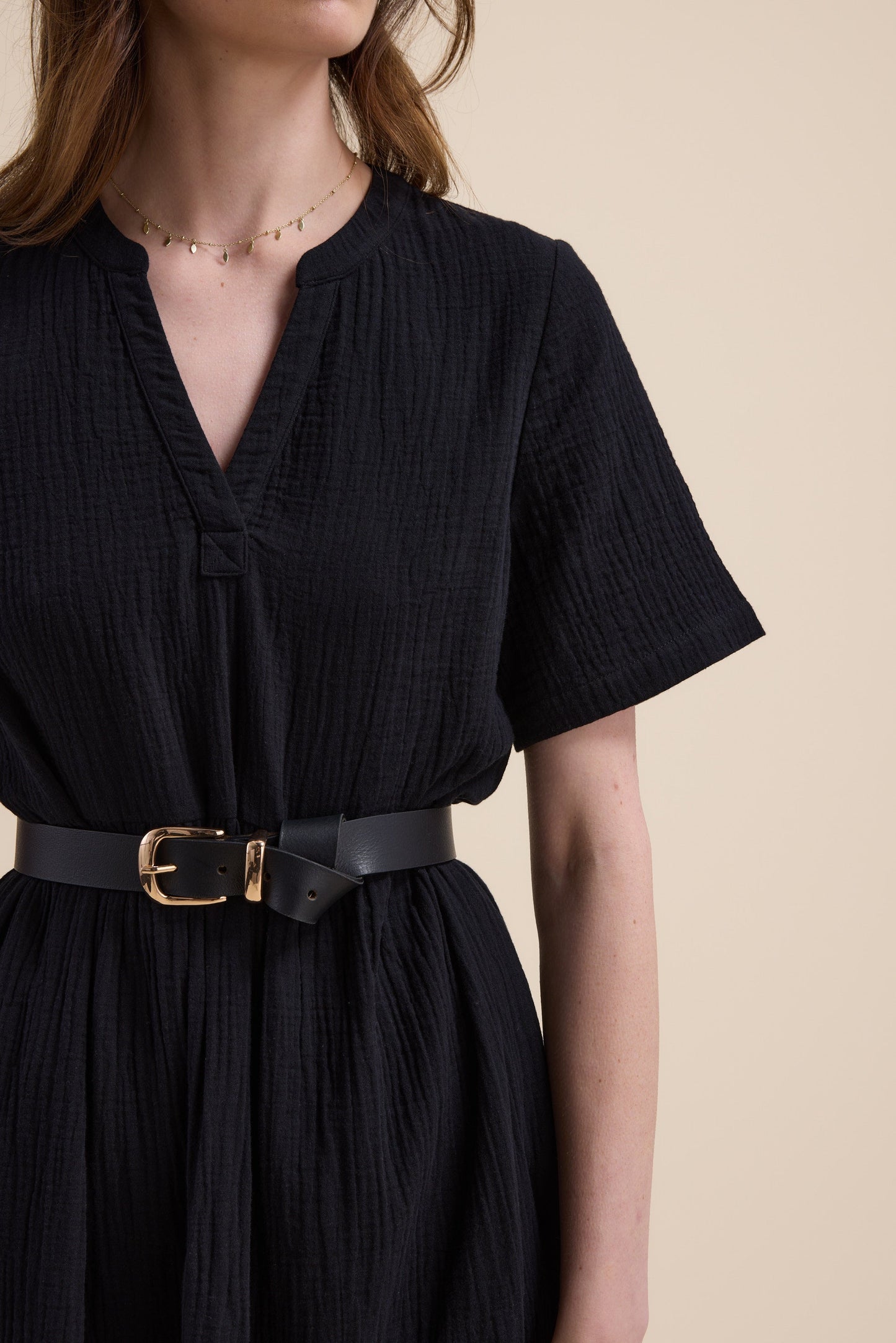 Elementary Textured Tiered Dress