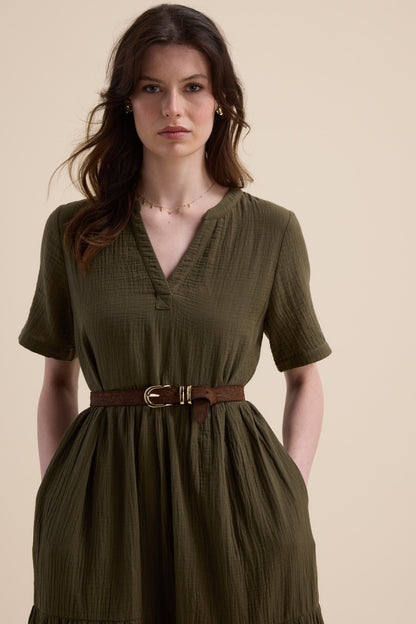 Elementary Textured Tiered Dress