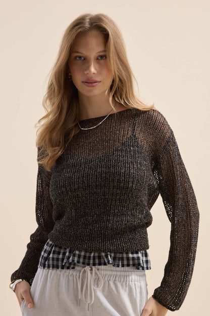Elementary Linen Mesh Knit Sweater