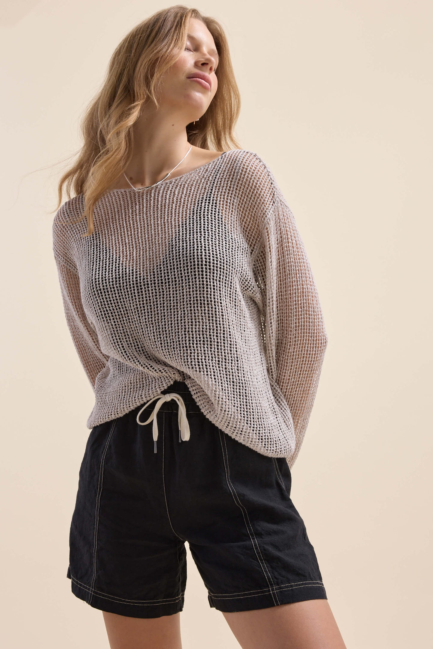 Elementary Linen Mesh Knit Sweater