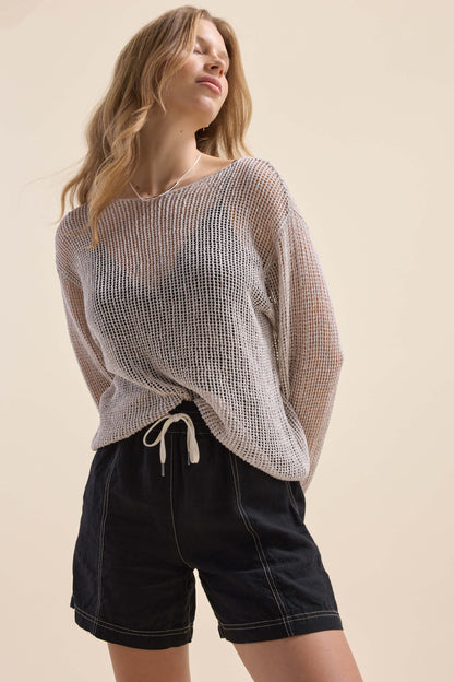Elementary Linen Mesh Knit Sweater