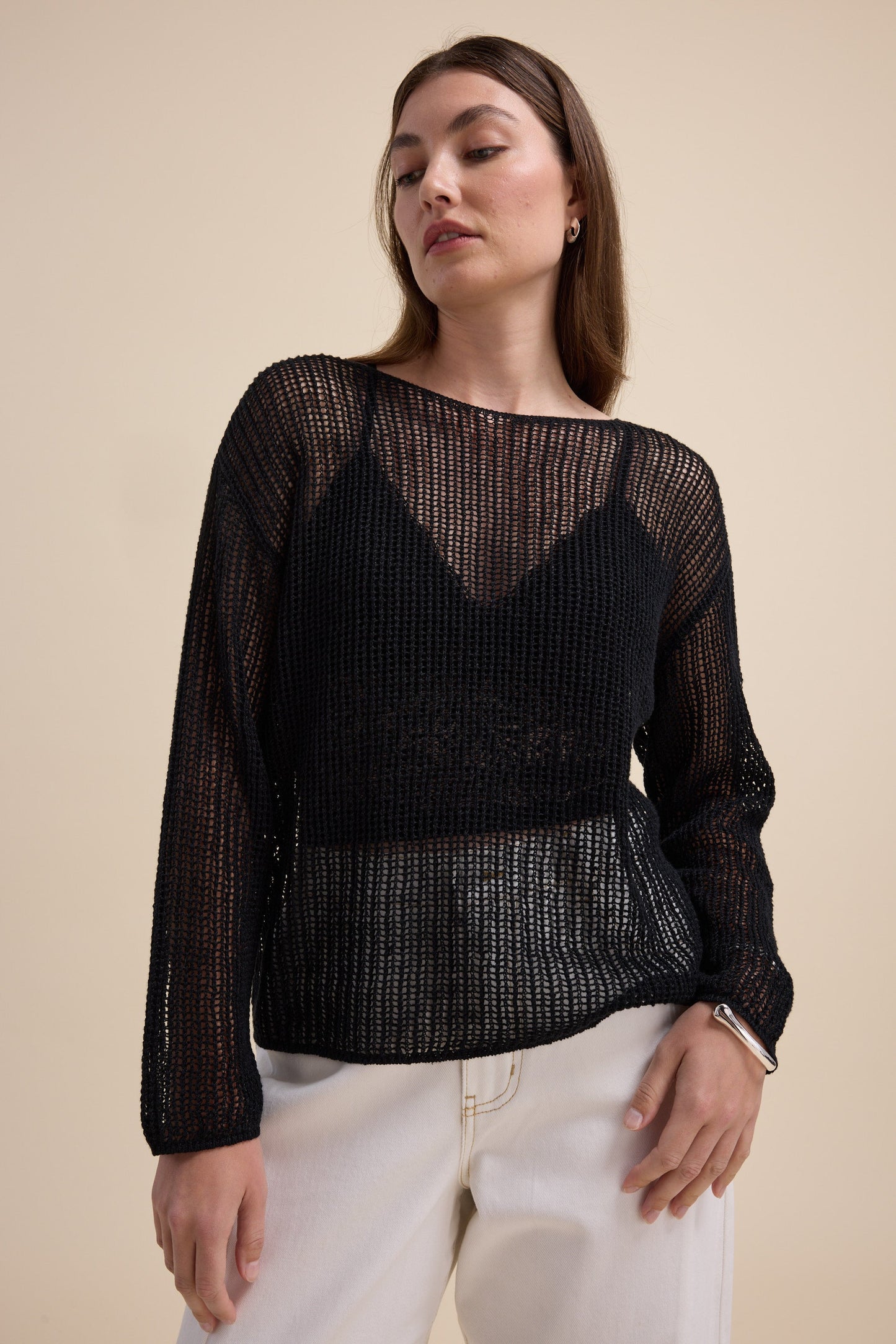 Elementary Linen Mesh Knit Sweater