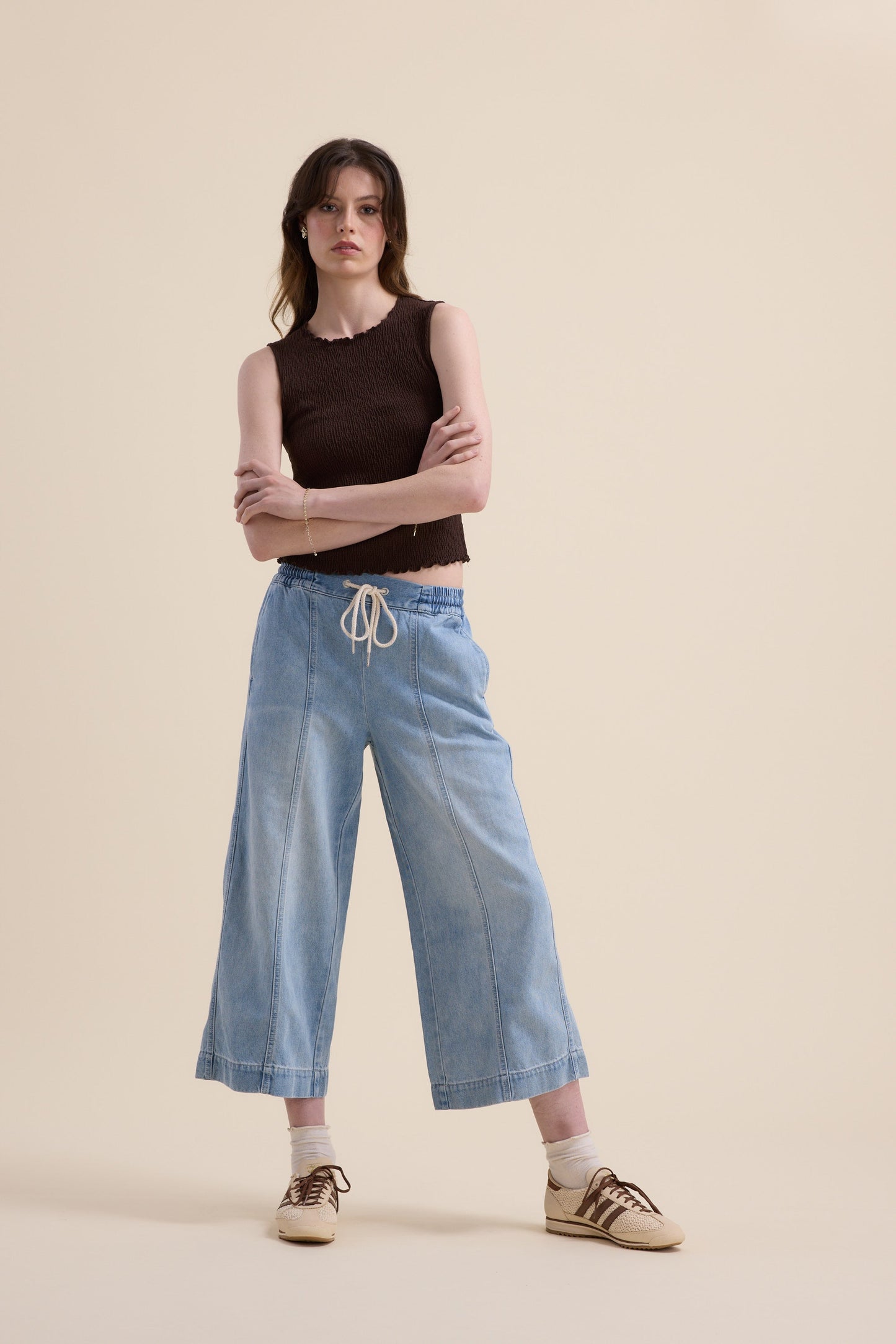 Elementary Drawstring Crop Jeans