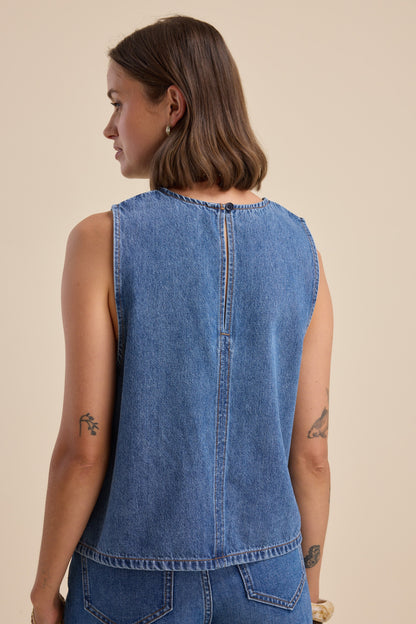 Elodie Sleeveless Denim Top