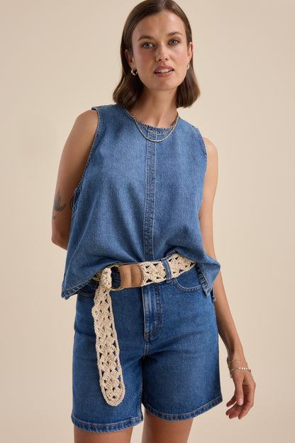 Elodie Sleeveless Denim Top