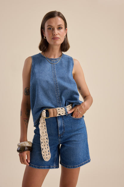 Elodie Sleeveless Denim Top