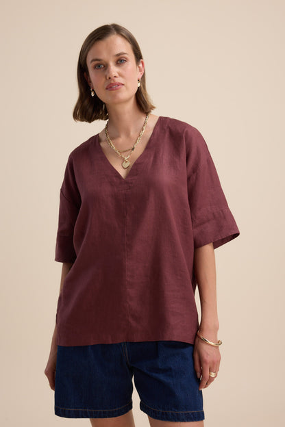 Elementary Oversized V Neck Top