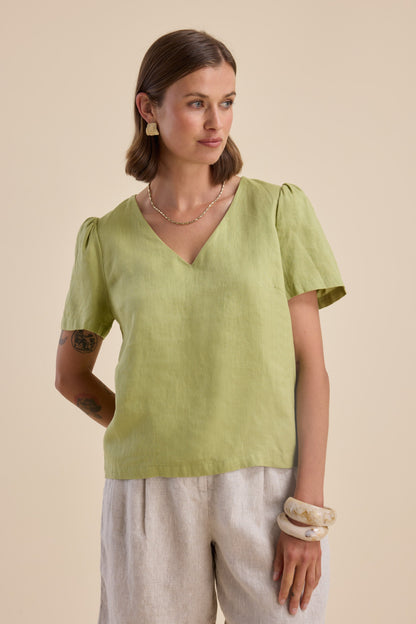 The Linen Studio V Neck Top