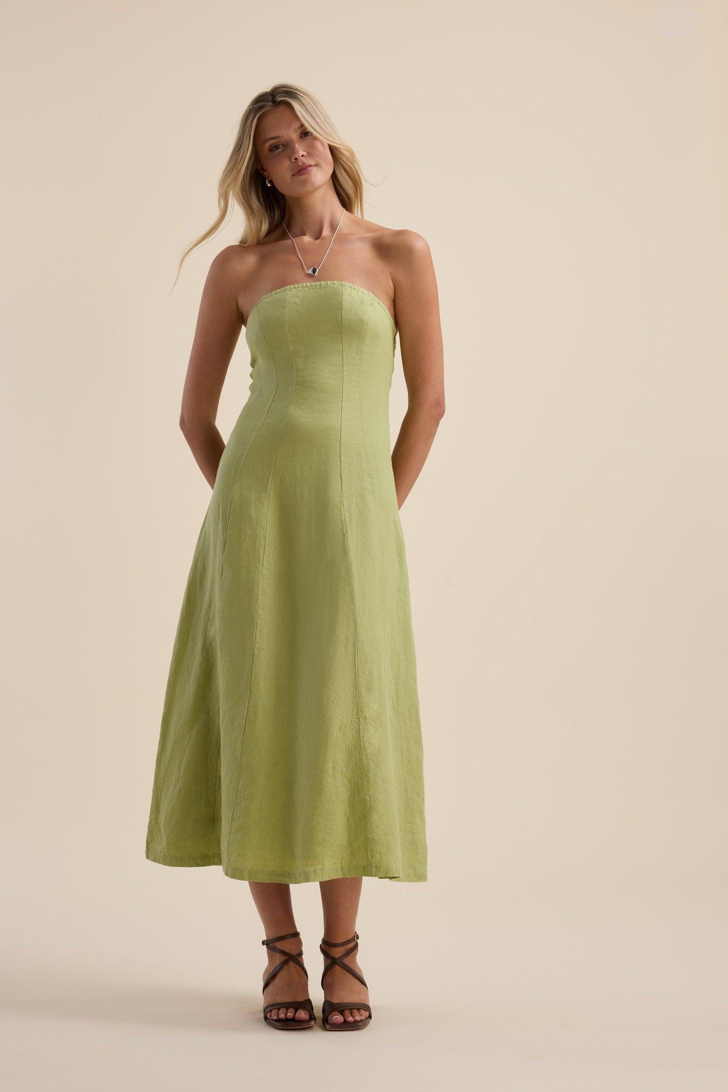 The Linen Studio Strapless Dress