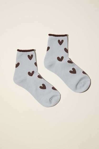 Grace Heart Crew Socks