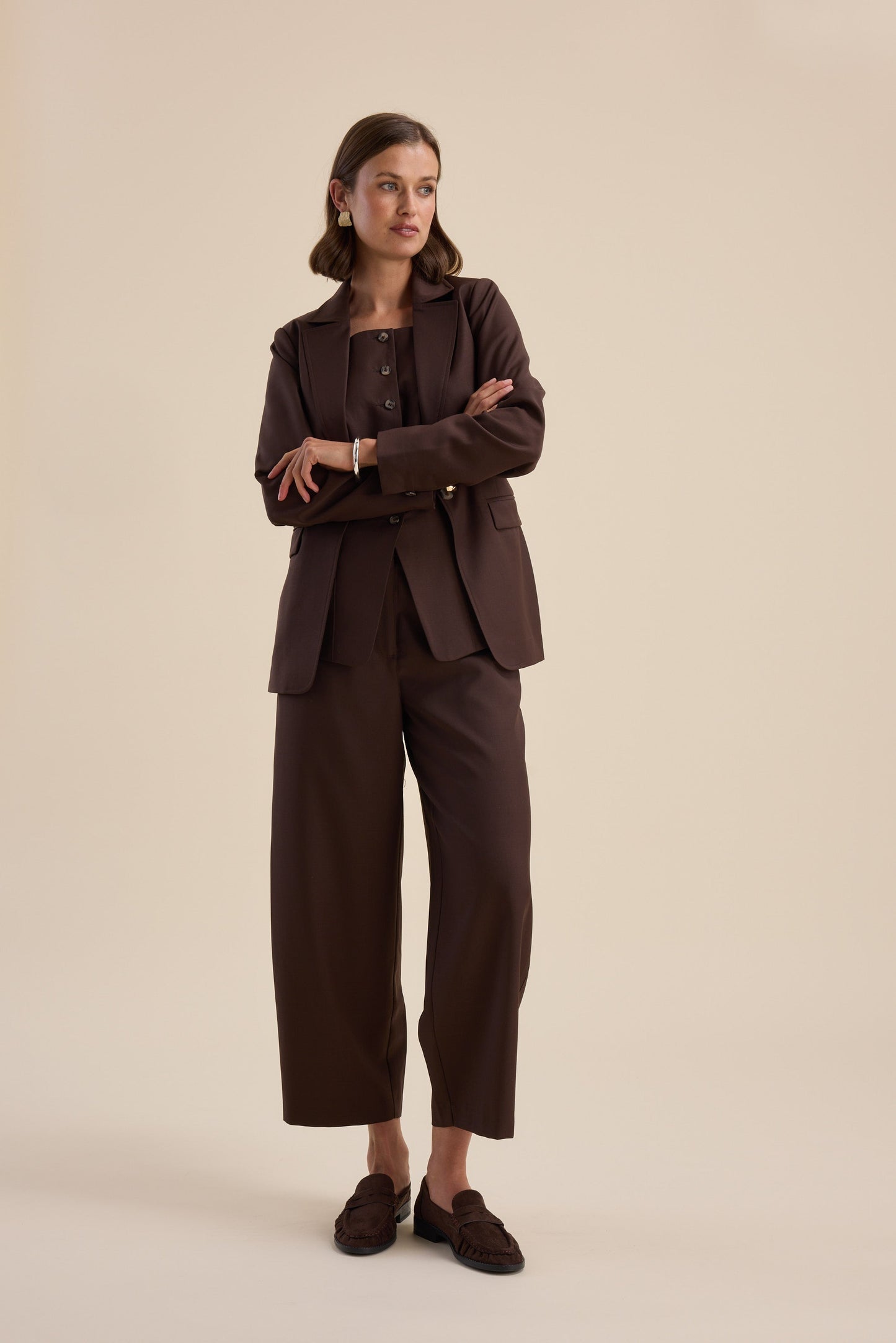 The Wool Blend Barrel Leg Pants
