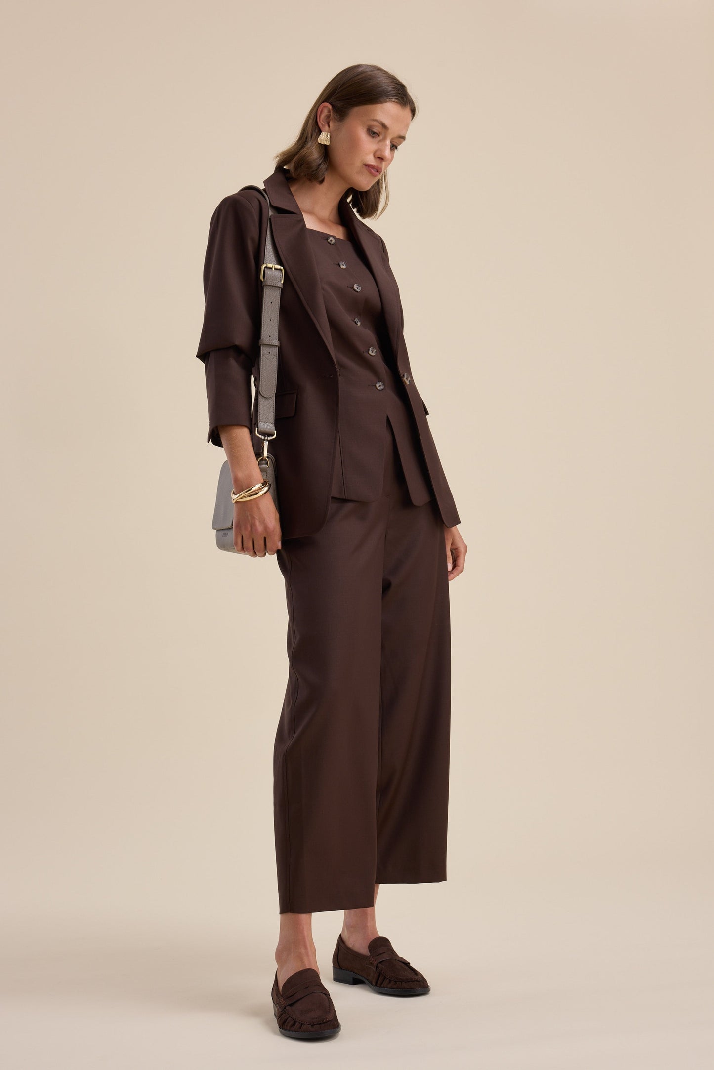The Wool Blend Barrel Leg Pants