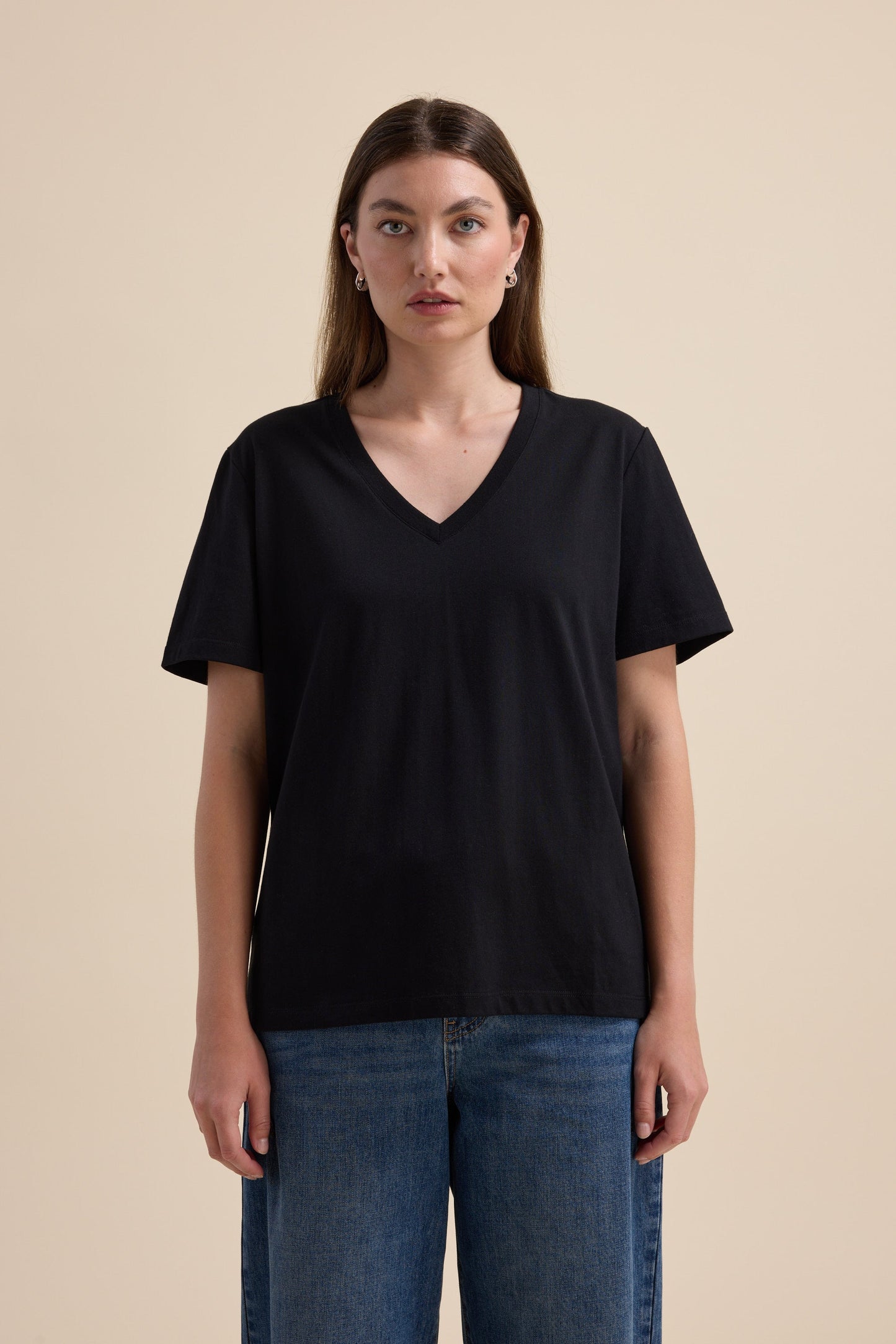 The Good Earth Cotton V Neck Tee