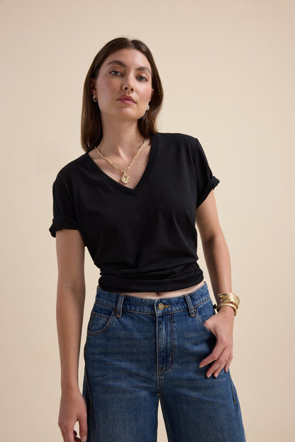 The Good Earth Cotton V Neck Tee
