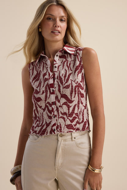 Erina Shirred Sleeveless Shirt