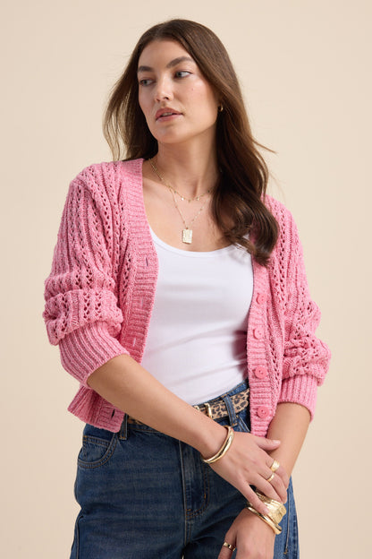 Sofia Popcorn Knit Cardigan