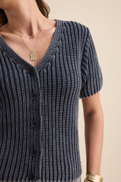 Elementary Chunky Knit Button Top