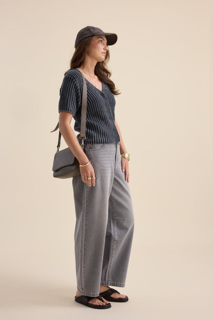 Elementary Chunky Knit Button Top