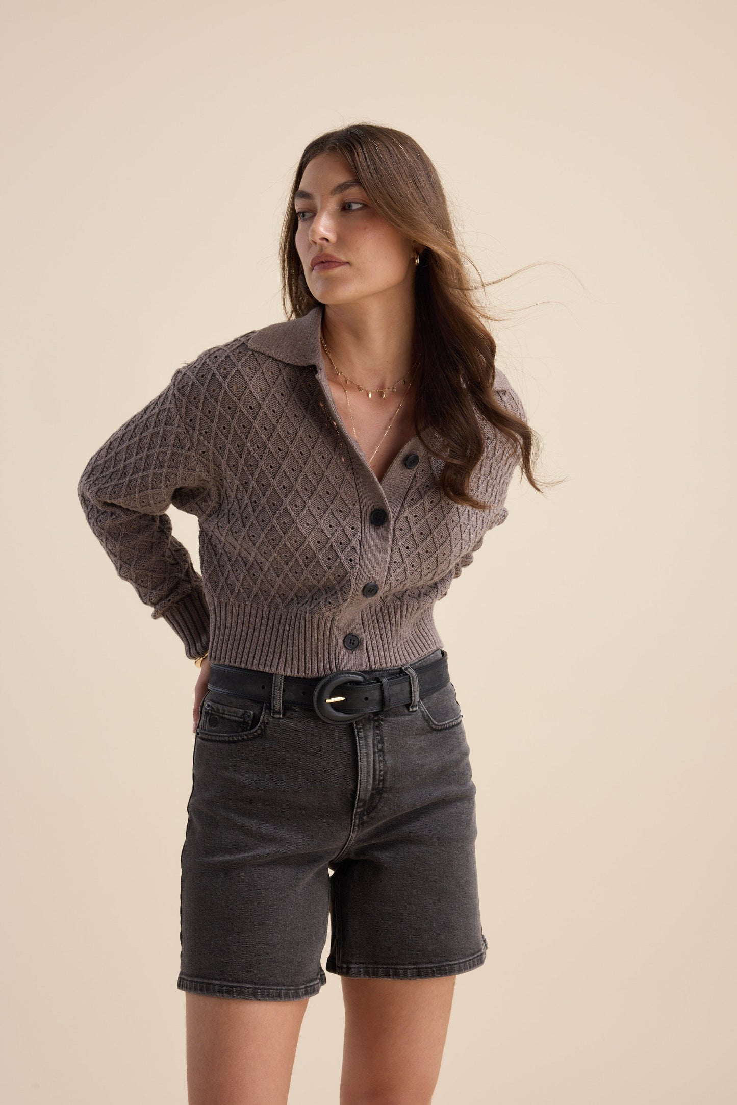 Elementary Knit Detail Cardigan