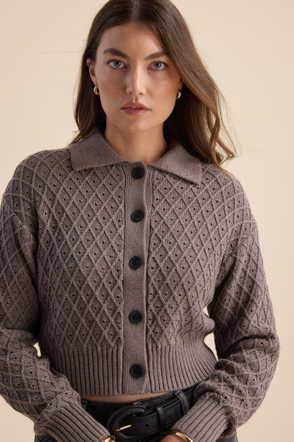Elementary Knit Detail Cardigan