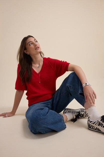 Ivy Knitted V Neck Tee