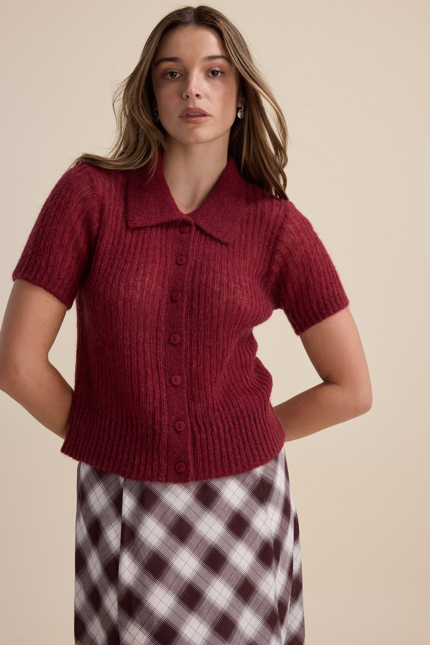 Cleo Button Front Knitted Top