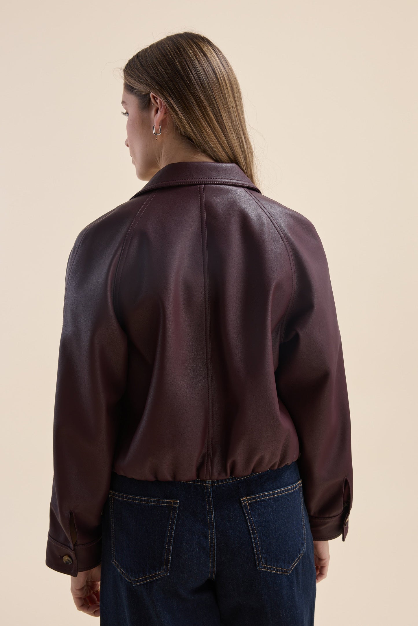 Ember Faux Leather Bomber Jacket
