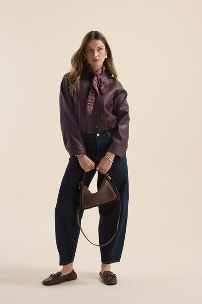 Ember Faux Leather Bomber Jacket