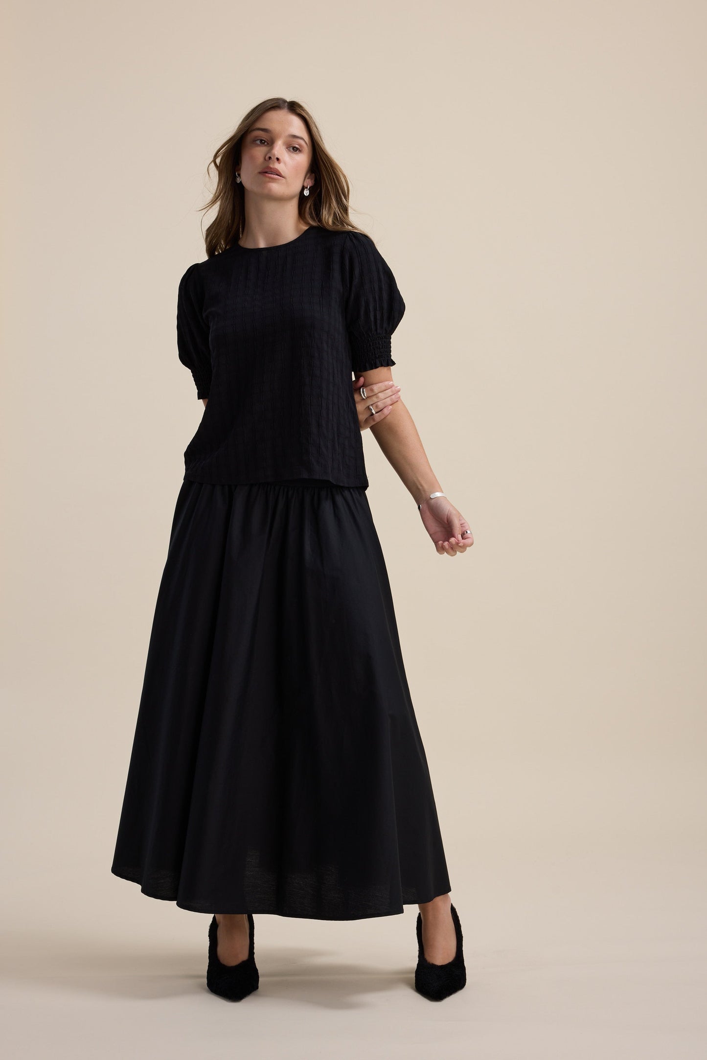 Leila Shirred Sleeve Top