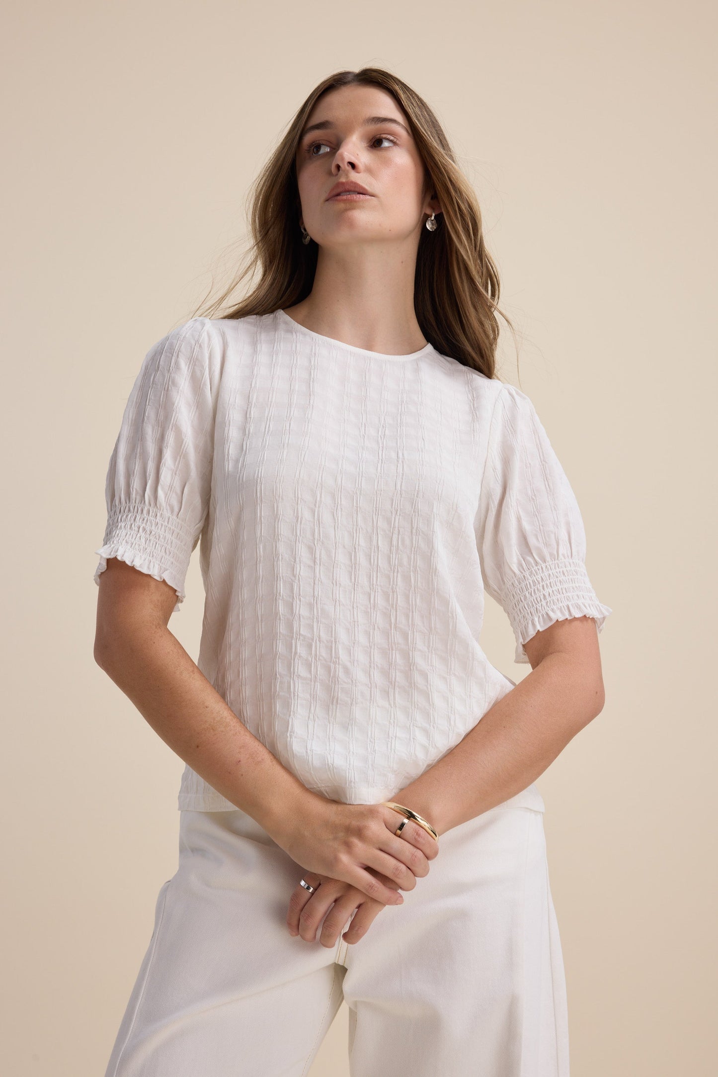 Leila Shirred Sleeve Top