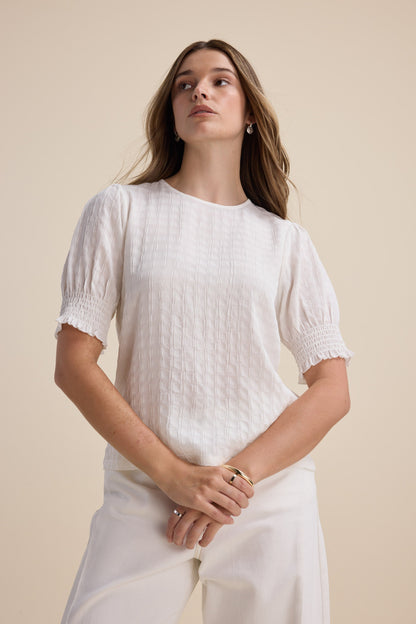 Leila Shirred Sleeve Top