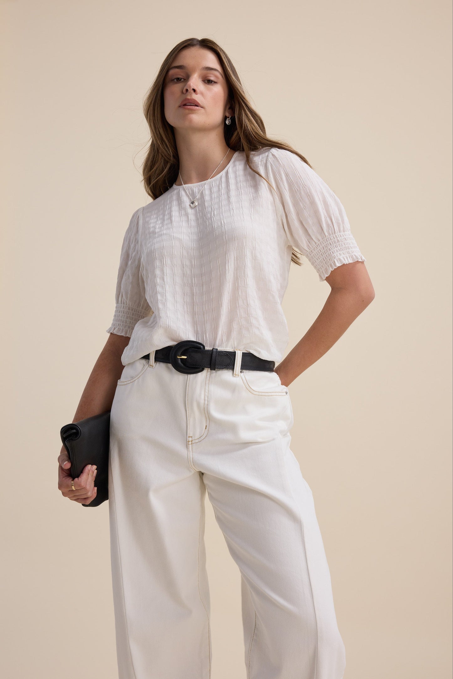 Leila Shirred Sleeve Top
