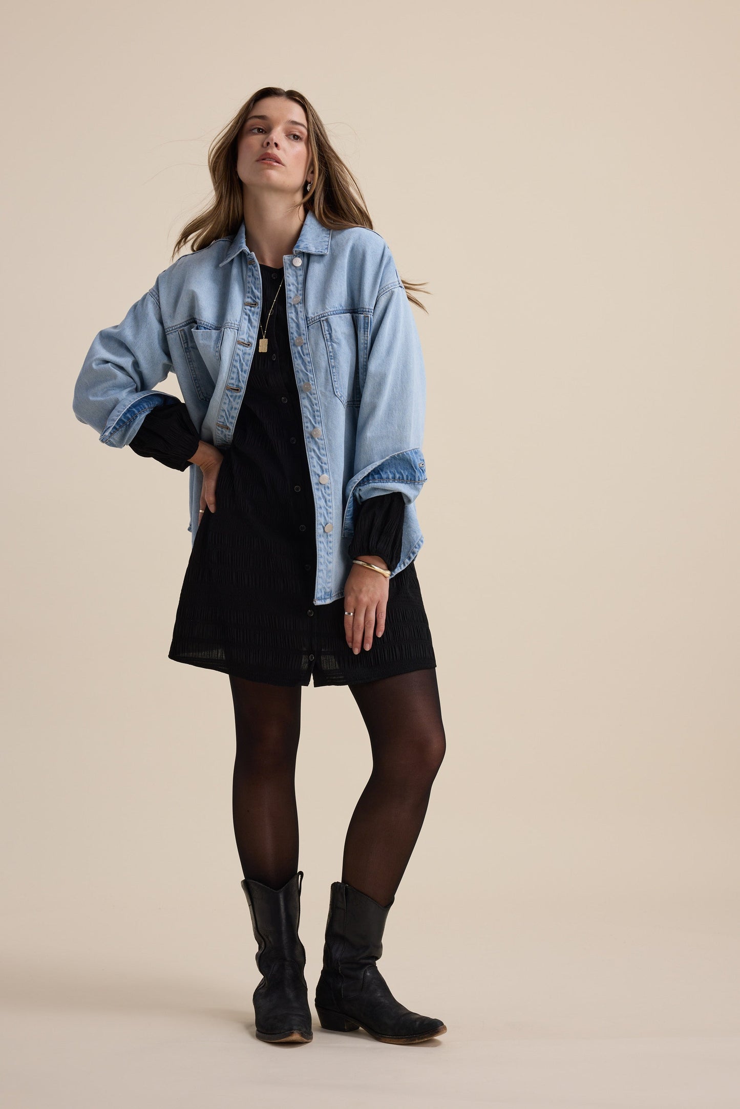 Tessa Textured Button Front Dress