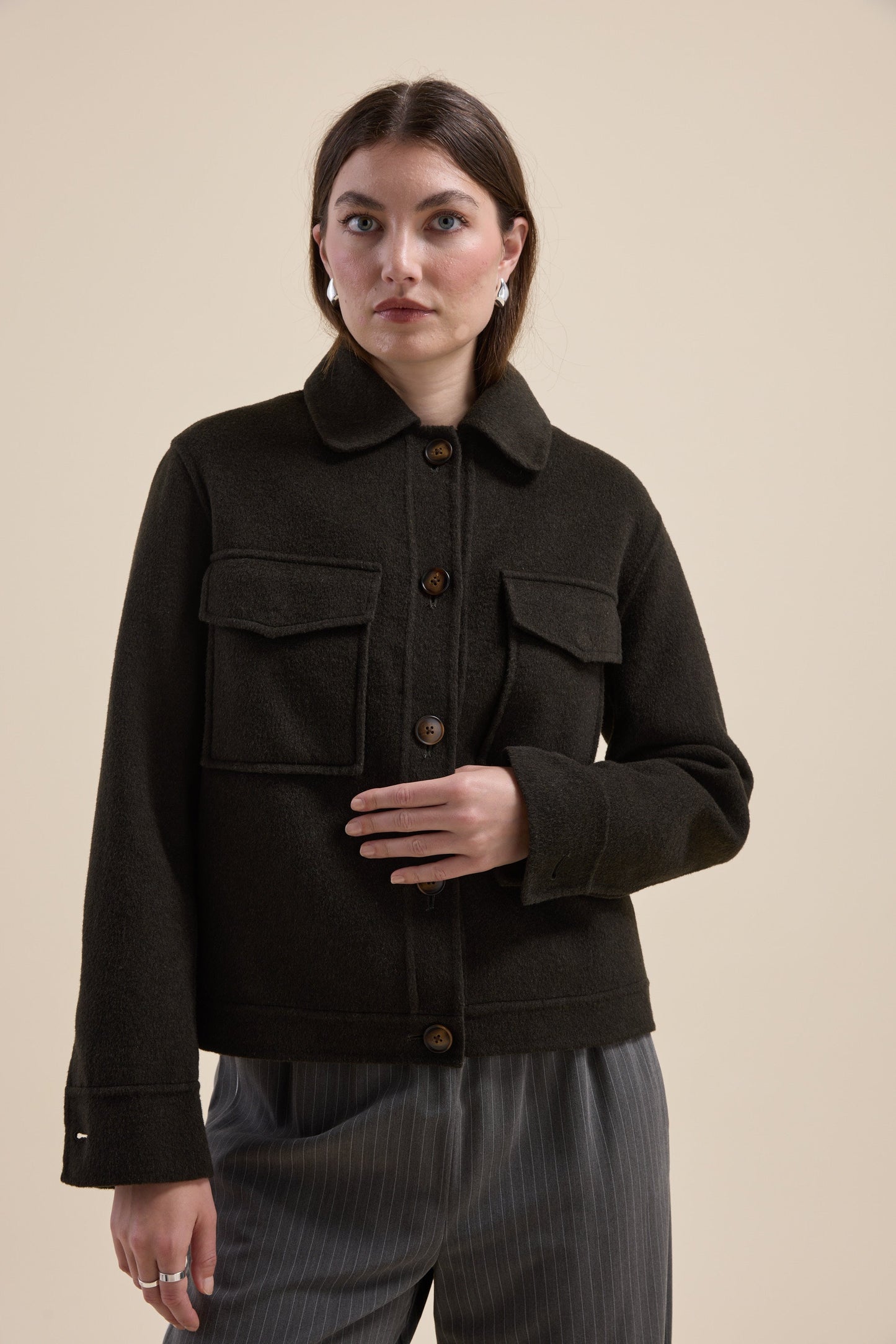 Kaia Wool Blend Cropped Coat
