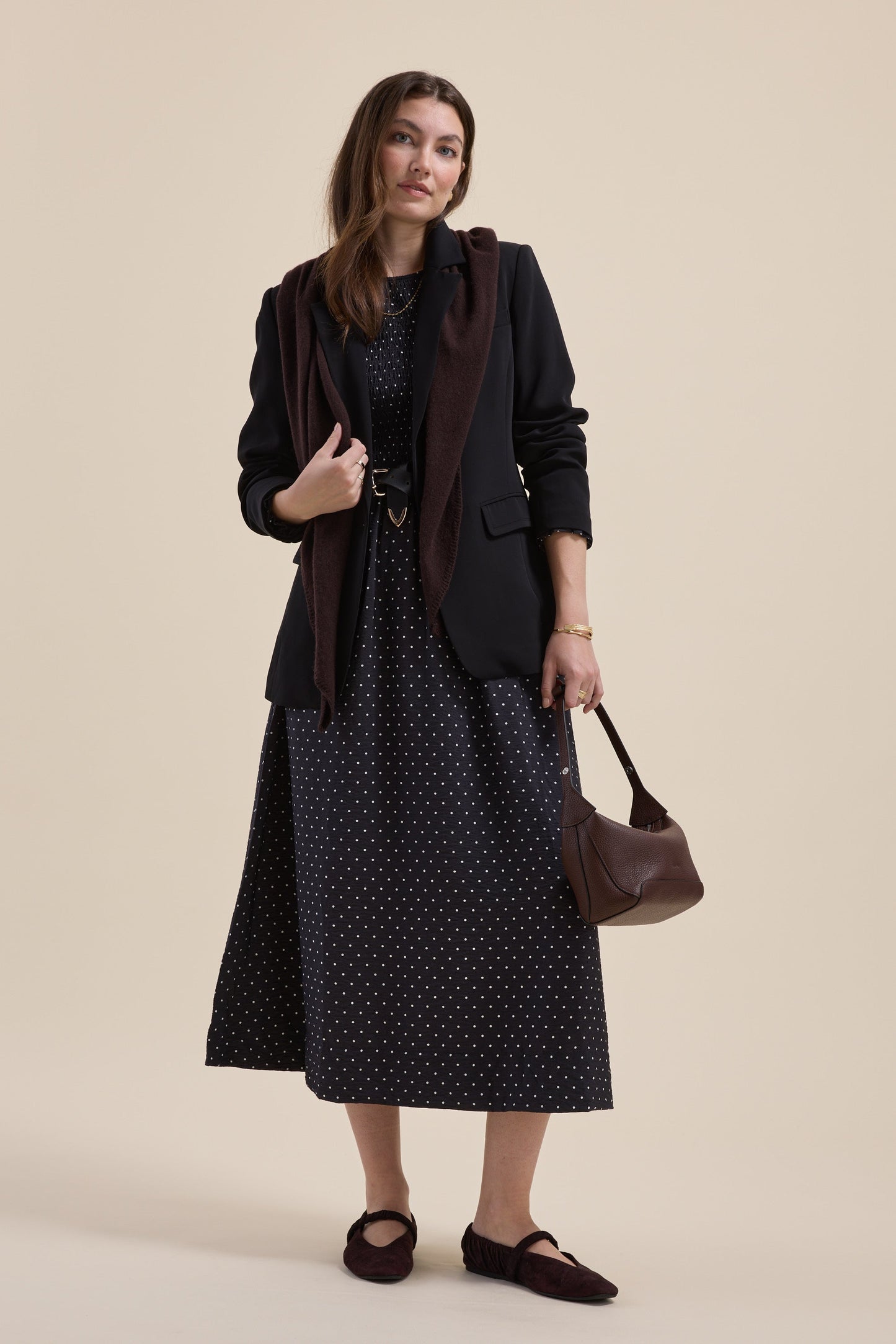 Brooke Shirred Long Sleeve Dress
